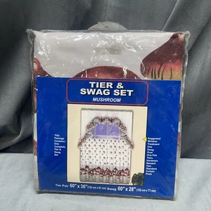 Vintage Mushroom Tier & Swag Set Curtains Cool Design In Original Bag RN 90900 - Picture 1 of 21