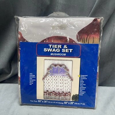 Juego de cortinas vintage con nivel de hongo y botín diseño fresco en bolsa original RN 90900 Foto 1 de 4