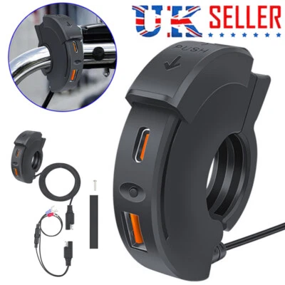 Dual Waterproof USB Port Motorbike Motorcycle Charger Socket Black Power Adapter - Image 1 of 4