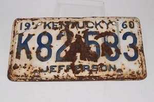 1960 Kentucky License Plate Jefferson Co Expired Rough But Restorable - Picture 1 of 4