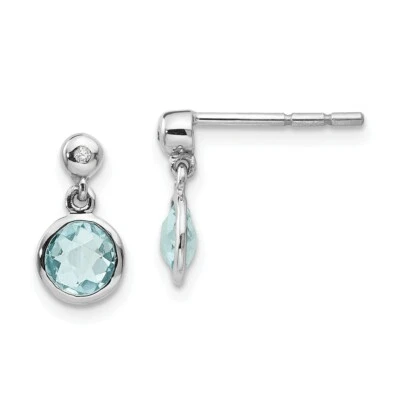 .925 Sterling Silver 1.3 Ct. Blue Topaz & 0.008 Ct. Diamond Earrings White Ice - Image 1 of 4