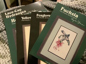 5 Green Apple Co Cross Stitch Patterns Flowers - Picture 1 of 7