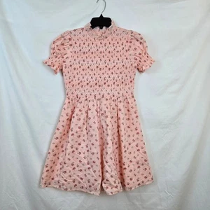 Janie & Jack Mädchen The Fleur-Ever hellrosa Blumen gesmokt gefüttert Kleid 16 neu ohne Etikett - Bild 1 von 9