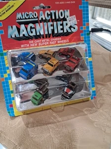 Vintage 1989 ~ FunRise Micro Action Lupen ~ Neu auf versiegelter Karte! ~ 5 Fahrzeuge  - Bild 1 von 9