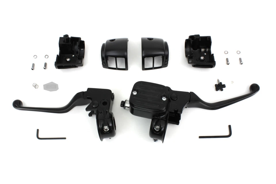 Kit de controle de guidão estilo contorno preto serve para Harley Davidson - Imagem 1 de 4