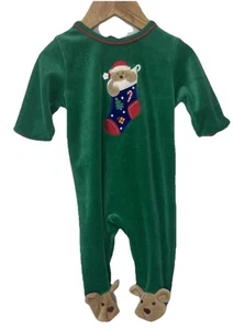 Bright Future Conjunto Terciopelo Una Pieza Oso Navidad Medias Bebé 3-6 Meses NUEVO - Imagen 1 de 8
