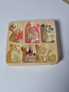 1970's Crystalite Pets Ornament Set Of 6 Decorative Lucite Animals W/O Box - Picture 1 of 3