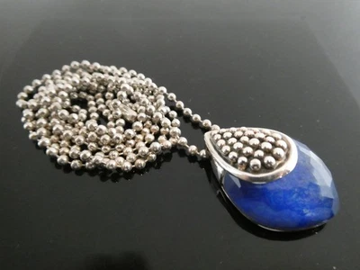 Lagos Sterling Silver 925 Lapis Doublet Quartz Maya Pendant Chain Necklace 34" - Изображение 1 из 4