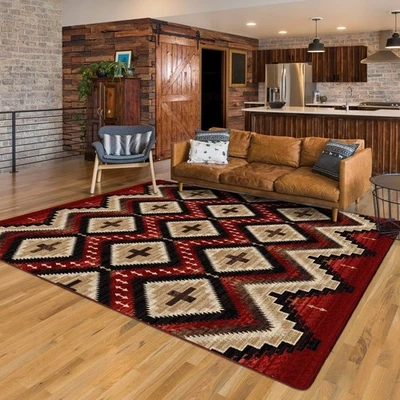 Alfombra American Dakota Seeker Fire Brick Southwestern Country Lodge 8'x11' Foto 1 de 3