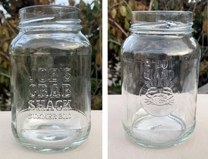 Joe's Crab Shack Summer 2010 Mason Jar cocktail Glass 20 oz Embossed - Picture 1 of 3