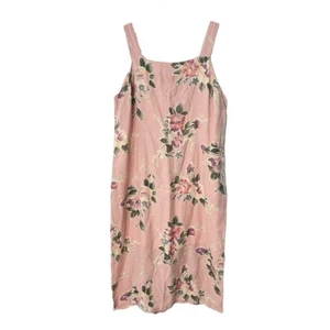 Vintage Sarah Elizabeth Damen Midikleid Übergröße 20 W rosa Blumen Leinenmischung - Bild 1 von 11