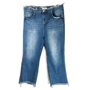 Risen Los Angeles Jeans Womens Plus 2XL Blue Ankle Raw Hem Stretch - Picture 1 of 8