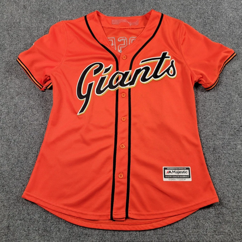 Camiseta de los Gigantes de San Francisco para mujer naranja MLB béisbol Buster Posey 28 majestuosa Foto 1 de 4