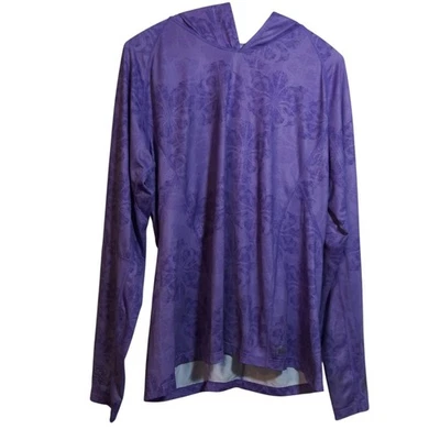 Rei 紫色花卉长袖连帽轻便运动休闲上衣 XL 码 — 第 1/4 张图片