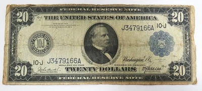 Series of 1914 United States $20 Large Size Federal Reserve Note Blue Seal - Image 1 of 2
