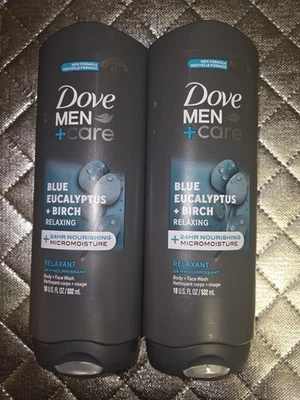 Dove Men+Care Body & Face Wash, Blue Eucalyptus & Birch, 18oz Lot Of 2 - Image 1 of 2