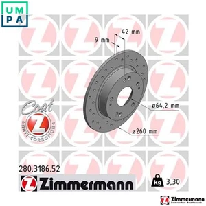 2x BRAKE DISC 280.3186.52 FOR HONDA LDA2 1.3L 4cyl CIVIC VIIIR18A2/R18A1 1.8L - Picture 1 of 9