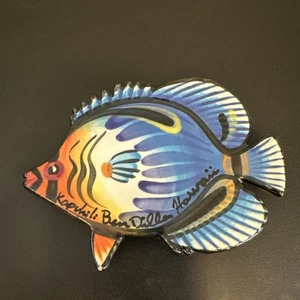 Keramik Fisch von Ben Diller "Kapuhili" signiert Ben Diller Hawaii 7 "x 5" Schale - Bild 1 von 8