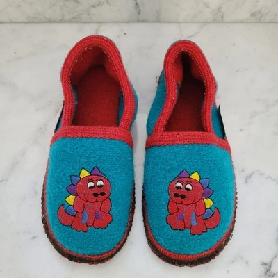 Kitz-Pichler Hausschuhe  Wollpantoffeln Kinder türkis roter Drache Gr. 30 - Bild 1 von 4