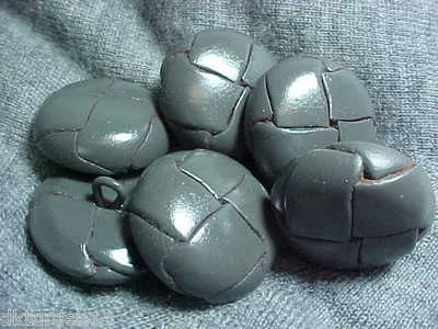 vintage 6 GREY DOME WOVEN LEATHER MOLDED BUTTONS 40 line 26 mm back - Image 1 of 3