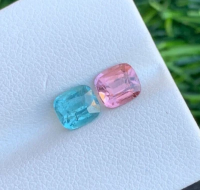 2.10 Carats Reverse Tourmaline Pair, Cushion Cut - Image 1 of 4