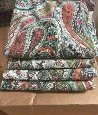 Juego de 2 cortinas florales Pottery Barn Zia azul rosado rojo 50x 96 par raro Foto 1 de 4