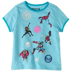 Marvel ☆Girls' Hero Poses T-Shirt☆Black Widow Spiderman Captain America Iron Man - Picture 1 of 5