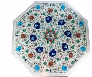 18" Marble Coffee Corner Table Top Inlay Handicraft Art​ For Home Decor - Picture 1 of 1