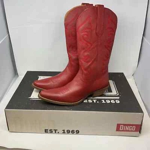 Dingo Out West Red Smooth Cowgirl Cowboy Boots Women's 7.5 M  (DI920) - Picture 1 of 10