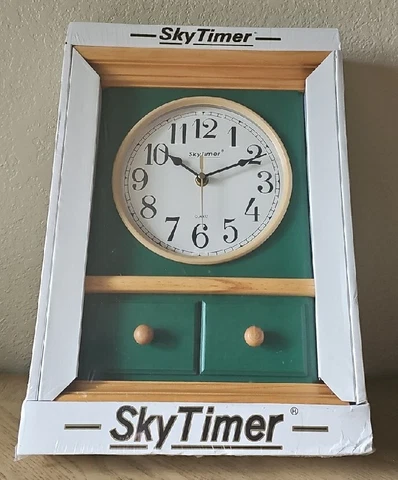 Sky Timer Wood Cabinet Style Wall Clock Round Face Quartz (35cm X 29cm X 6cm) Cover