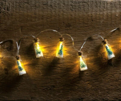 Bottle Brush Christmas Tree Snow Globe JAR Cork lid String Fairy Lights 36" NEW - Image 1 of 2