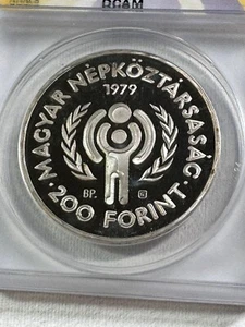 1979 Hungary 200 Forint Silver Proof Graded PR 68 DCAM by ANACS Year of Child - Picture 1 of 4