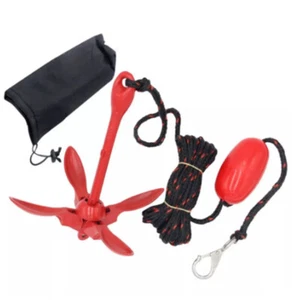 Boat Galvanized Folding Anchor Buoy Kit Portable Complete Grapnel Anchor System - Foto 1 di 4