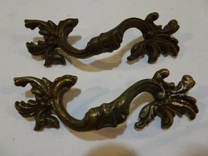 Pair of  Vintage - Very Ornate High  Style Old Drawer Pulls  Drawer knobs   - Picture 1 of 3