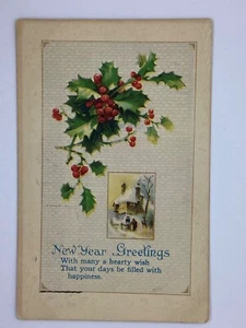Postcard New Year Greetings Embossed Winter 1919 Duluth Station H103 - Imagen 1 de 2