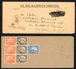 Aden KGVI stamps on OHMS cover Secretary of State Aden hand stamp - Picture 1 of 1