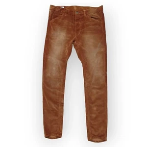 Man X Oneteaspoon Mens Mr Bones Corduroy Pants 31 (32) Brown Skinny Distressed - Picture 1 of 19