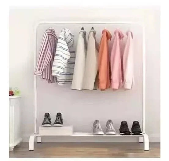 Stender Stand Appendiabiti Attaccapanni Barra Singola Metallo Bianco con Piedi - Immagine 1 di 1