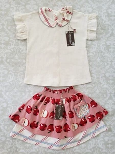 Matilda Jane 6 Heart to Heart Apple Pull On Skirt Take Note Top Back School NEW - Picture 1 of 5