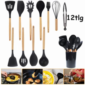12tlg Küchenhelfer Set Silikon Küchenutensilien BBQ Kochzubehör Kochbesteck DHL - Bild 1 von 11
