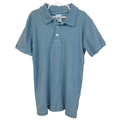 Camisa Polo Bella Bliss Niños Talla 14 Azul Aqua Rayas Algodón Tejido Manga Corta  Foto 1 de 4
