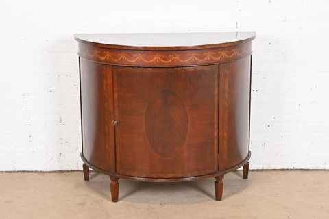 Georgian Inlaid Mahogany Demilune Sideboard or Bar Cabinet Cover
