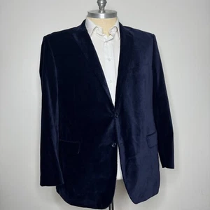 Linea Uomo 50R Blazer Sport Coat Mens Solid Blue Velvet - Picture 1 of 13