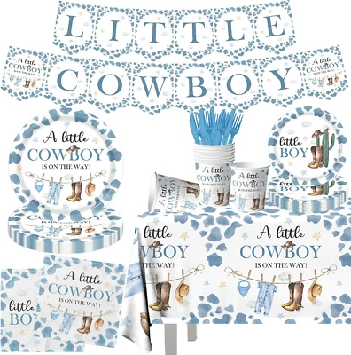142 piezas Decoraciones Vaquero Baby Shower Incluye Pequeño Vaquero Baby Shower Pla... Foto 1 de 4
