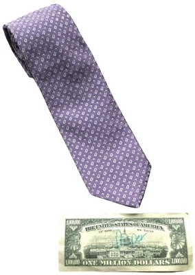 "Corbata de cuello Robert Talbott púrpura, plata y gris cuadrados seda cosida a mano EE. UU. $$$ 58""" Foto 1 de 4