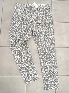 Women's Ann Taylor Loft White Leopard Print Modern Skinny Jeans Size 8/29 NEW! - Picture 1 of 6