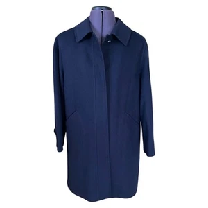 Bauer Overcoat Navy Blue Loden Wool Alpaca Mid Length Ladies EU46 UK18 - Picture 1 of 15