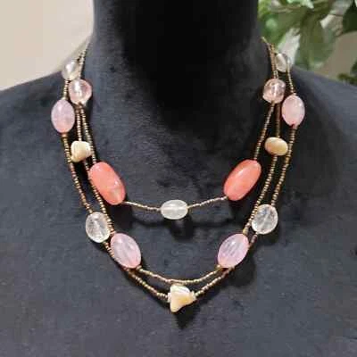 Mujeres Multicolor Grueso Vidrio y Madera Alambre Cuentas Sin Cuello con Cierre de Langosta Foto 1 de 4