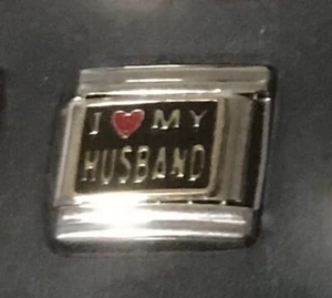 I Red Heart love My Husband Wholesale Italian Charm Enamel Link 9MM K50 - Picture 1 of 1