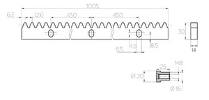 Schiebetor Zahnstange Modul 4, 30 x 14 mm - Picture 1 of 7